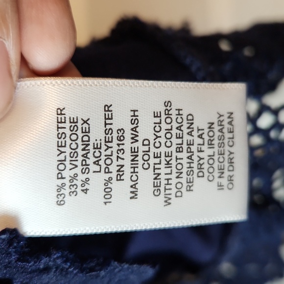 Lace Floral Navy 1X top by Melissa Paige - Picture 6 of 6